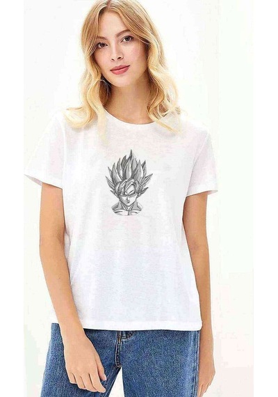 Dragon Ball Baskılı Beyaz Kadın Tshirt (534279393)