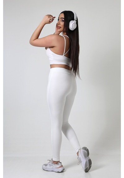 Winmoda34 Kadın Dalgıç Kumaş İçi Polarlı Tayt Eşofman Push Up İncelten Model Beyaz