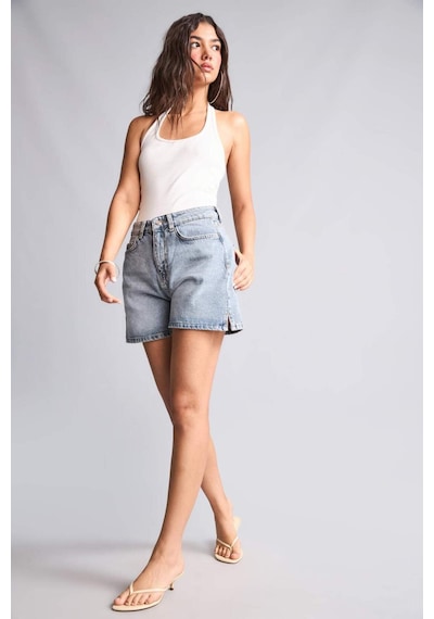Defacto %100 Pamuk Mom Fıt Mavi Denim Şort I3183ax26hsnm28 Mavi-nm28