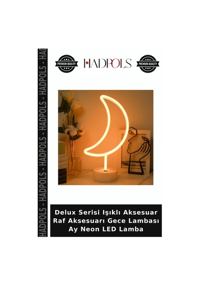 Delux Serisi Işıklı Aksesuar Raf Aksesuarı Gece Lambası Ay Neon Led Lamba Çok Renkli