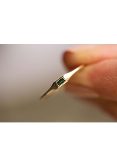 Reis Kuyumculuk T9323 Tiny Line Green Altın Yüzük