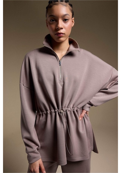Defacto Long Fıt Dik Yaka Modal Sporcu Sweatshirt F9065ax26spbn576 Kahve-bn576