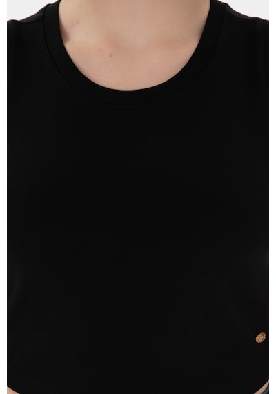 U.S. Polo Assn. Kadın Siyah Kolsuz Bisiklet Yaka Crop Basic Tişört 50305695-VR046