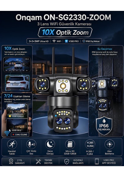 Onqam On-sg2330-zoom 3 Lens 10x Zoom Wifi Güvenlik Kamerası