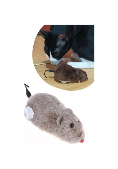 Biishe Kurmalı Kedi Eğitim Oyuncağı Tüylü Peluş Fare Yakalama İnteraktif Sevimli Eğlenceli Oyuncak