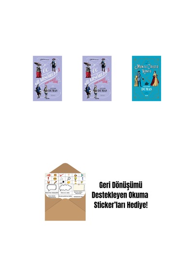 Üç Silahşörler 5 - Demir Maskeli Adam + Üç Silahşörler 5 - Demir Maskeli Adam Ciltli + Monte Cristo Kontu + Okuma Sticker'ları
