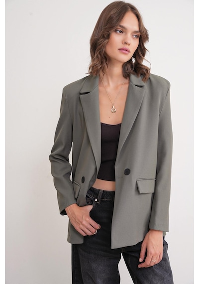 Mixray 4516 Kadın Bezayağı Blazer Ceket Haki