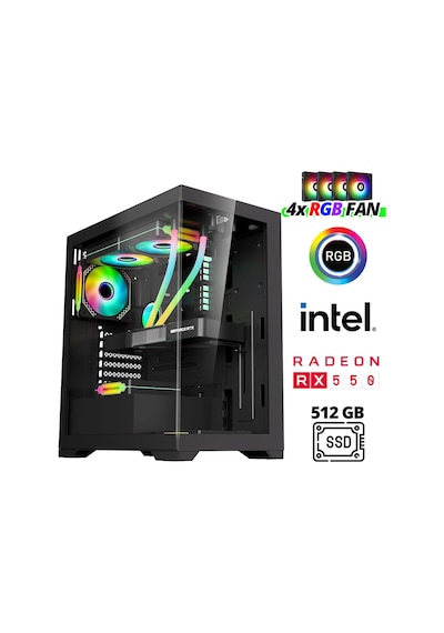 Xaser XSR969 i5-4590 16 GB 512 GB SSD 4 GB RX550 Free Dos Masaüstü Oyuncu Bilgisayarı