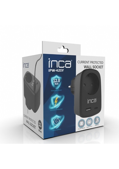 Inca Ipw-42sy 1port 12w Usb+type-c Akım Korumalı Duvar Priz - S