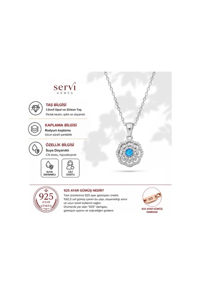 Servi 925 Ayar Gümüş Perla Opal Kolye-85