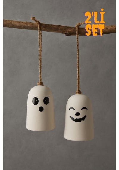 Halloween Cadılar Bayramı Hayalet Temalı Booo & Hahaha Asılabilir Dekor 2'li Beyaz - 762088249