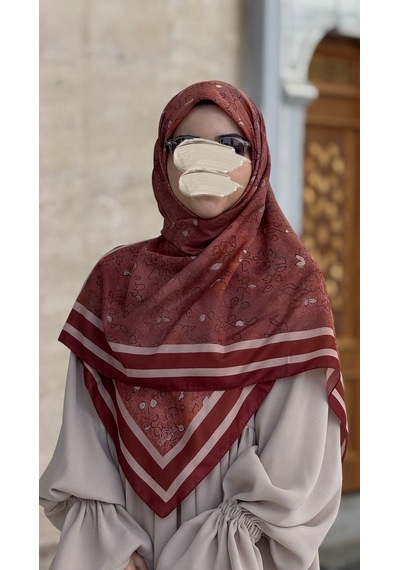 Qalortex Scarf Pamuklu Soft Minâ Desen Eşarp-taba
