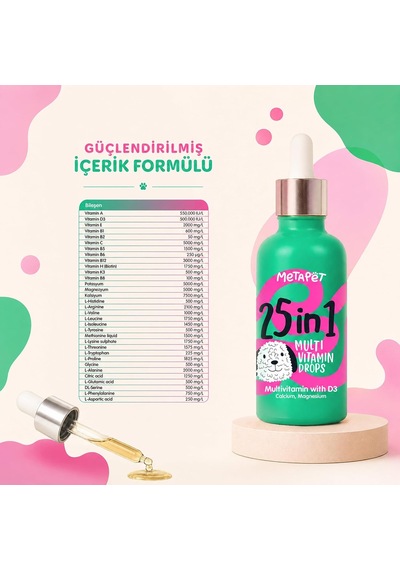 Köpekler İçin 25 İn 1 Multivitamin Damla 50 Ml Köpek Vitamini