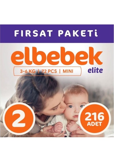 Elbebek Elite Bebek Bezi 2 Numara Mini Fırsat Paketi 216 Adet 3'lü