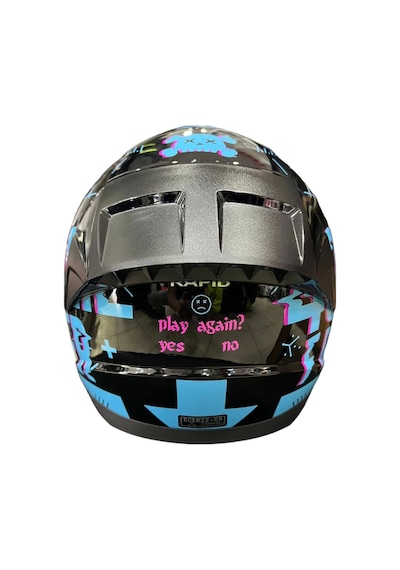 Ls2 Rapid Player Gökkuşağı Cam Kask Mavi - Siyah