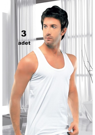 İlke Erkek Beyaz %100 Pamuk Atlet 3'lü Paket 001