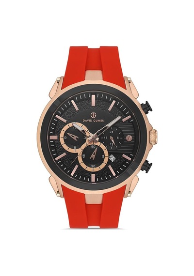Silikon Kayışlı Erkek Kol Saati Rose Gold - Siyah