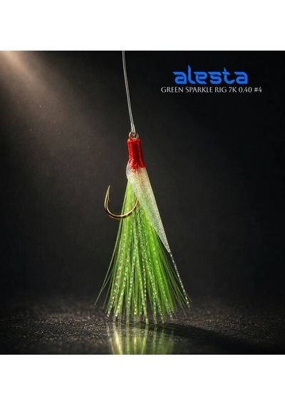 Alesta Green Sparkle Rıg X0244 7 Köstekli Hazır Takım 0.35mm No:8 İğne