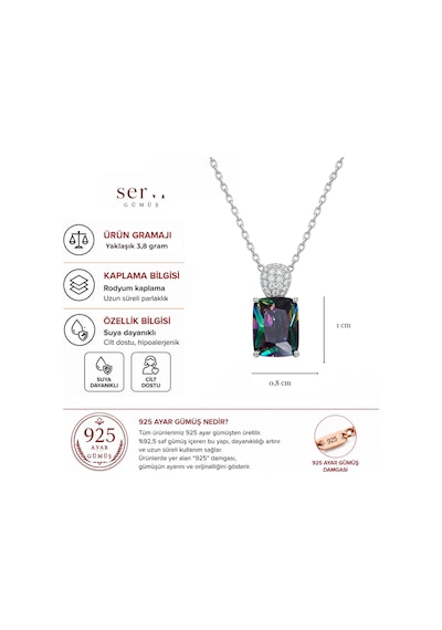 Servi 925 Ayar Gümüş Mystic Elegance Baget Taşlı Kolye-508