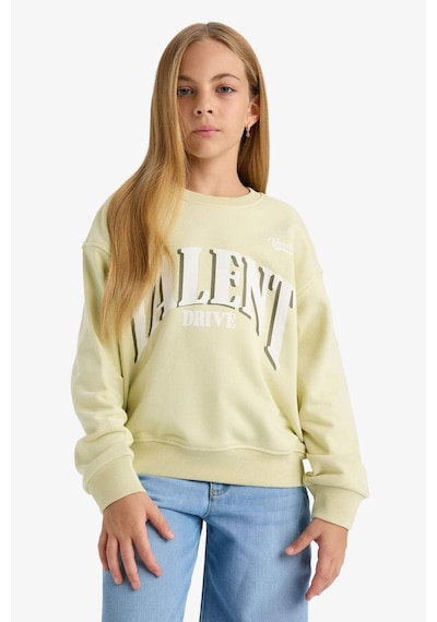 Defacto Kız Çocuk Relax Fit Bisiklet Yaka Baskılı Sweatshirt E6760a825augn1236 Yeşil