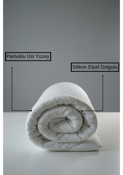 Ultra Yumuşak Kapitone Silikon Yorgan Tek Kişilik 155x215cm 1 Adet Yastık Koruyucu Kılıf Dahil Beyaz