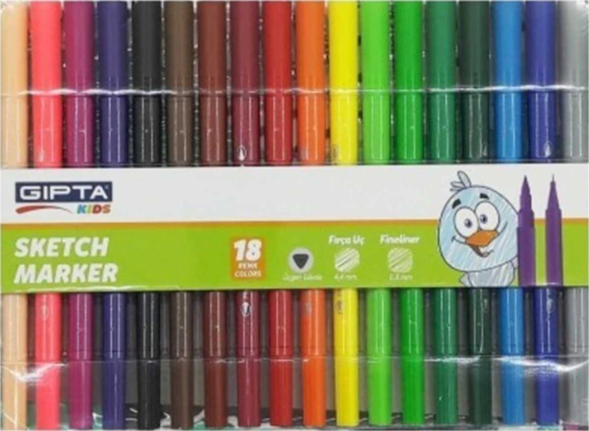 Sketch Marker Firça Uç Fineliner Pvc Çantalı Kalem