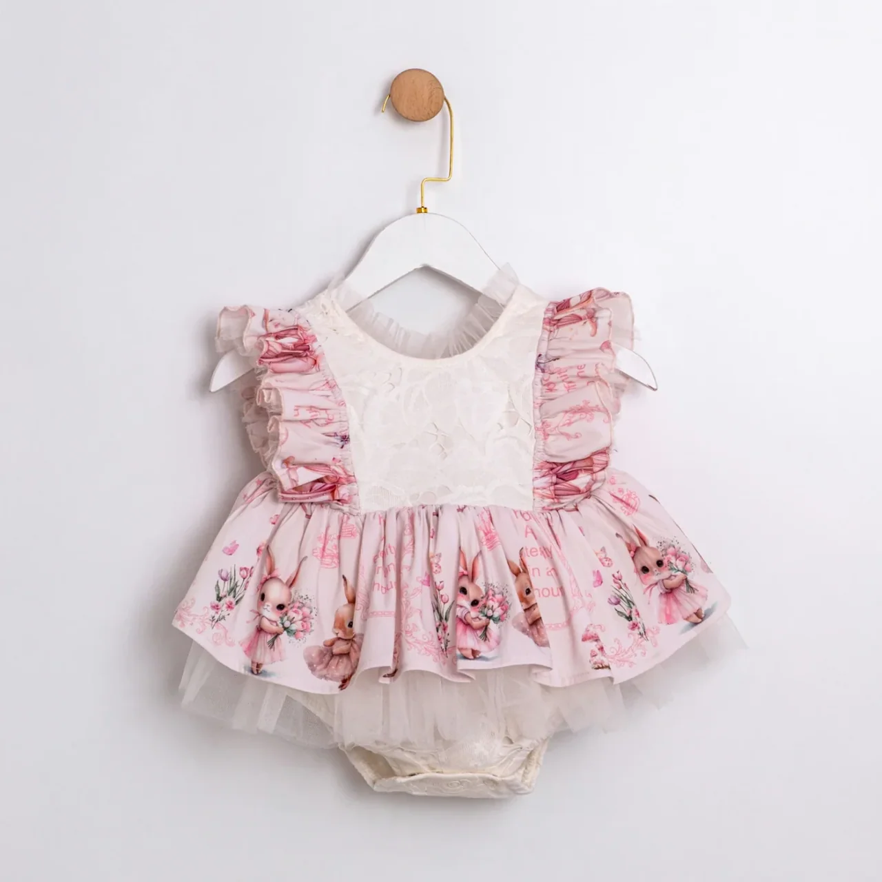 Momercy Pink Queen Kız Bebek Romper Elbise Pembe