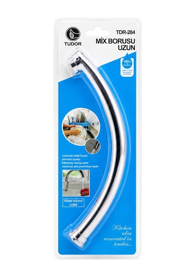 Tudor Tdr-284 Kuğu Uzun Mix Batarya Borusu - Evye Ve Lavabo, Krom Kaplama, Süzgeçli Uç, Vakumlu