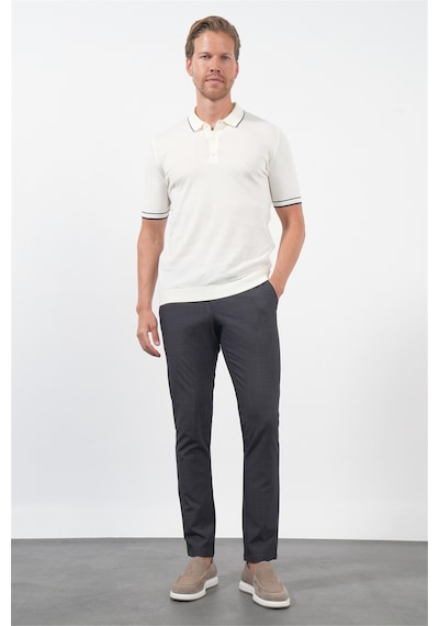 İmza Krem Rengi Polo Yaka Kısa Kol Örme Comfort Fit %100 Pamuk Kazak 1012260151