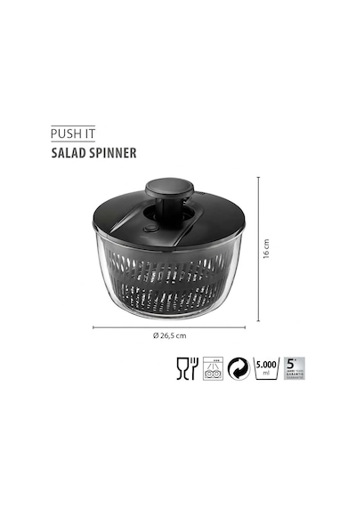 Push It Salata Kurutucu 5 Litre - Mutfak Süzgeci Ve Salata Kasesi Ø 25 Cm Diğer