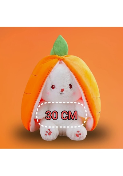 Fermuarlı Havuç Tavşan Peluş Oyuncak 30-35cm Tüylü Tavşan Hediyelik Yumoş Arkadaş Çok Renkli