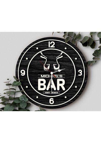 Bk Gift Barlara Özel Dekoratif Siyah Ahşap Duvar Saati 35cm-20 , Bar Duvar Saati , Cafe Duvar Saati , Özel Ahşap Saat Kobitmeyen138350 Bk Gift