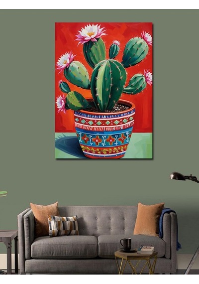 Kanvas Tablo Kaktüs Saksısı 100cmx140cm