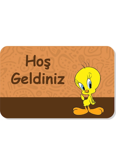 Bebek Uyuyor Yazılı Dekoratif Dış Kapı Önü Ve Iç Mekan Paspası Yıkanabilir Turuncu