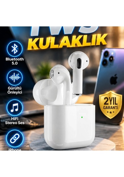 İphone 11 12 13 14 15 Uyumlu Tws Bluetooth 5.0 Kulaklık Gürültü Önleyici Hifi Stereo Ses 00