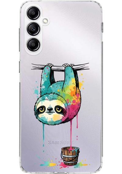 Samsung Galaxy A14 İle Uyumlu Splash Tembel Hayvan Tasarımlı Şeffaf Silikon Kılıf Şeffaf