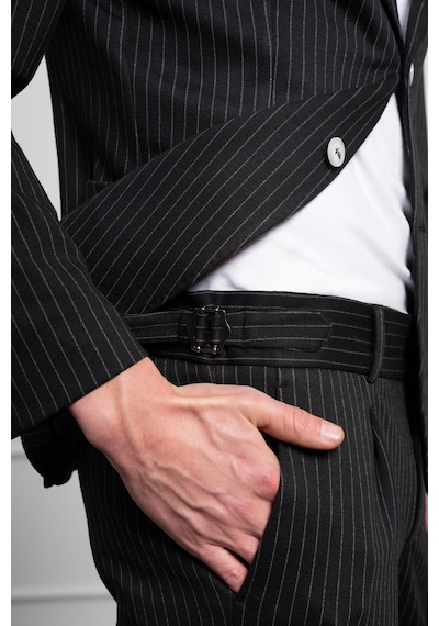 Morven Erkek Siyah Örme Slim Fit Mono Yaka Takım Elbise Dar Kesim 25ms001009001 Siyah