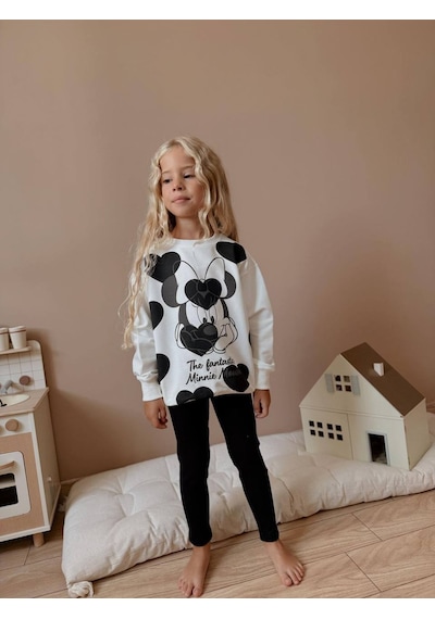 Miniko Kids Kız Çocuk Minnie Modelli Taytlı Takım Siyah