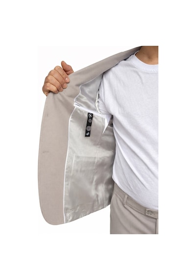 Erkek Slim Fit Mikro Dokulu Takım Elbise Çift Düğmeli Modern Kesim Gri