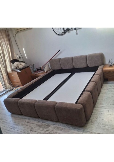 Most Oktagon Bazalı Mdf Karyola 180x200 Kahve Bukle Kumaş İşbir Kuştüyü Sünger Evinize Teslim 180 x 200