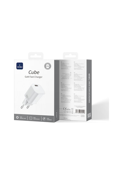 Wiwu Wi-g015 Cube Serisi Gan Tech Pd Hızlı Şarj Özellikli Mini Şarj Başlığı 33w Beyaz