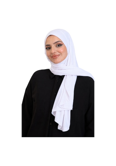 Modish Group Penye Boyun Kapamalı Şal Başörtü Hazır Giyim Turban Esnek Jersey Şal Beyaz