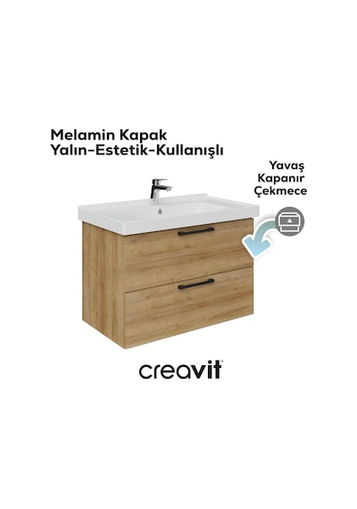Creavit D20 80 Cm İki Çekmeceli Lavabo Dolabı Everest Melamin Kapak Ahşap Creavit D20 80 Cm İki Çekmeceli Lavabo Dolabı Everest Melamin Kapak Ahşap