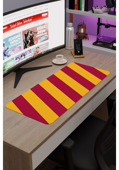 Sarı Kırmızı 70x30 Xl Taraftar Gaming Oyuncu Mouse Pad Kaymaz Taban Büyük Klavye Fare Altlığı Şerit