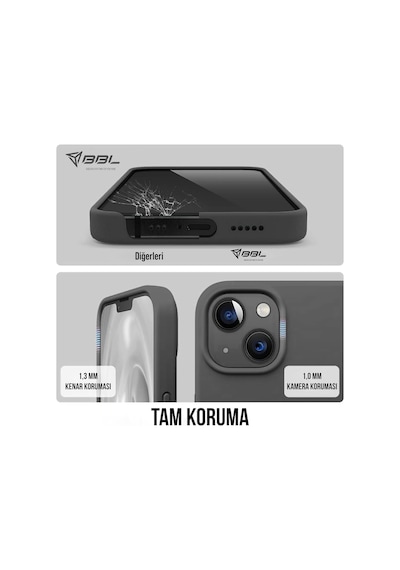 İphone 15 Plus İle Uyumlu Kılıf İnce Ve Dayanıklı Sıvı Silikon 3 Katmanlı Tam Kaplamalı Şık Yumuşak Jel Hissi Yüksek Kalite Kauçuk Telefon Kılıfı Antrasit Siyah