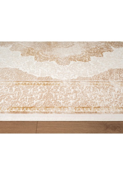 Look Classıc Lk005b Çerçeveli Krem Bej Klasik Desen Akrilik Dokuma Taban Tozuaz Oturma Odası Halısı-1033 Krem - Bej