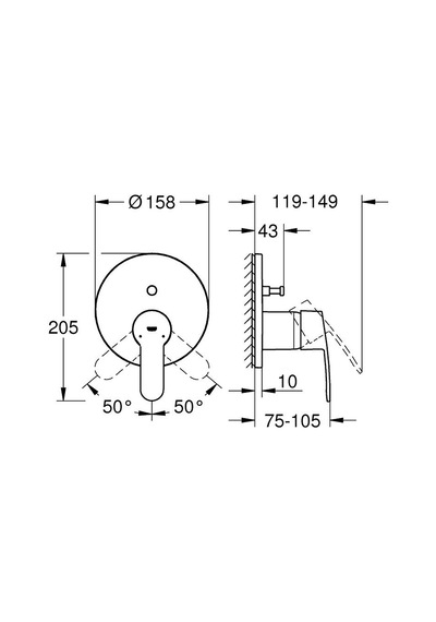 Grohe Eurostyle Cosmo. Ankastre Banyo Duş Bataryası 2 Çıkışlı Div