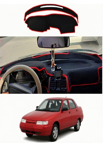 Lada - 110 Vega 1995-2007 Uyumlu Torpido Koruma Kılıfı - Kırmızı Şeritli