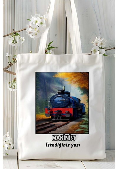 Art Hediye Makinist Baskılı Bez Omuz Çantası Kişiye Özel Model 5 Çok Renkli
