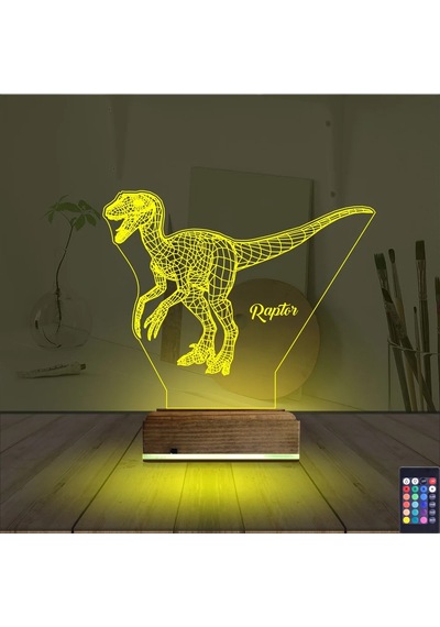 Luvivia Dinozor Raptor 3d Lamba - Masa Gece Lambası Şeffaf